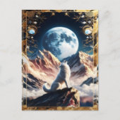 Wolf Howling unter dem Mondlicht Postkarte (Vorderseite)