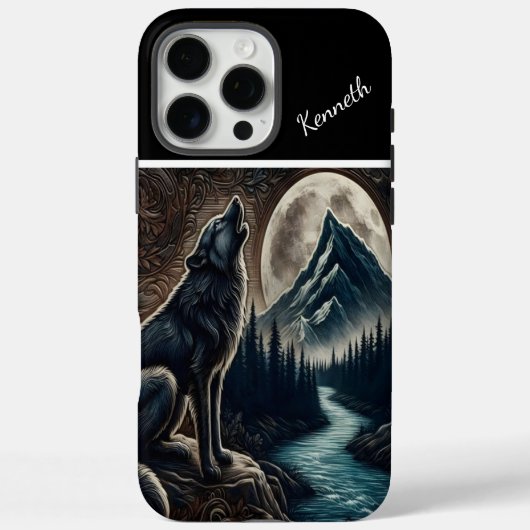 Wolf Howling unter Mondlicht Case-Mate iPhone Hülle (Rückseite)