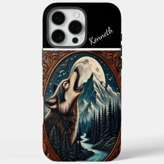 Wolf Howling unter Mondlicht iPhone 16 Pro Max Hülle