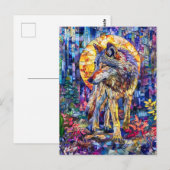 Wolf Howling unter Vollmond Postkarte (Vorne/Hinten)