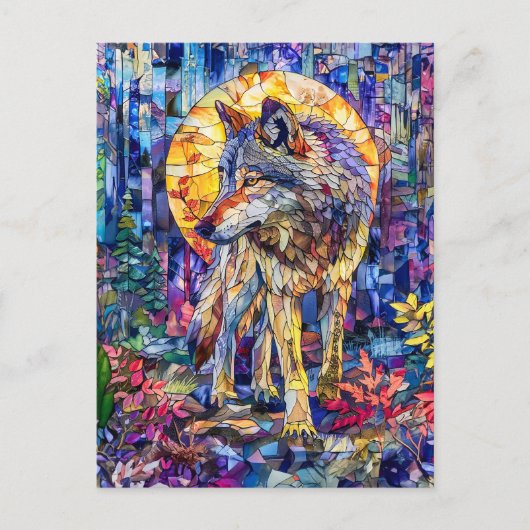 Wolf Howling unter Vollmond Postkarte (Vorderseite)