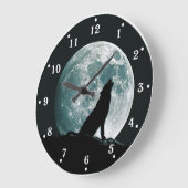 Wolf Howling Wildlife Wall Clock Große Wanduhr (Winkel)