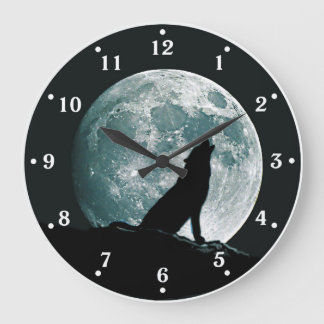 Wolf Howling Wildlife Wall Clock Große Wanduhr
