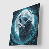 Wolf Howls on Full Moon Quadratische Wanduhr (Winkel)