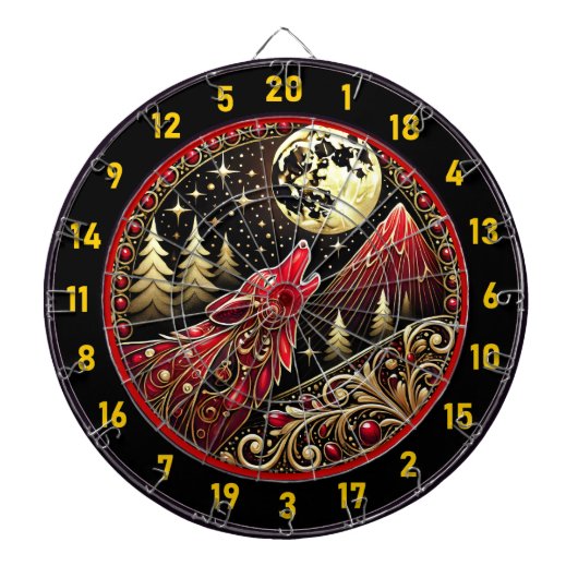 Wolf Howls unter dem goldenen Mondlicht Dartscheibe (vorne)