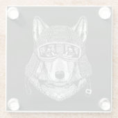 Wolf Hund Motorradfahrer Glasuntersetzer (Rückseite)