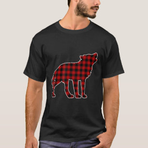 Wolf Hund Weihnachts-Shirt Hund Buffalo Karierter  T-Shirt