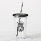 Wolf-Hundemotorrad-Reiter Acryltrinkbecher (Rückseite)