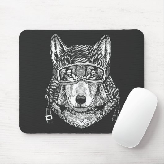 Wolf-Hundemotorrad-Reiter Mousepad (Mit Mouse)