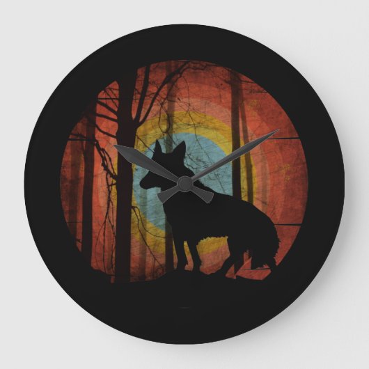 WOLF HUNTER VINTAGE GROßE WANDUHR (Vorderseite)