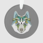 Wolf Husky schmückt grünblau Ornament (Vorderseite)