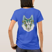 Wolf Husky schmückt grünblau T-Shirt (Rückseite)