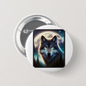 Wolf Icy Moon Galaxy Jagdground Graue Wölfe Fo Button (Vorne & Hinten)