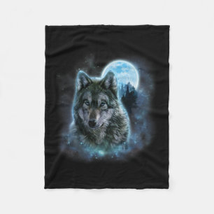 Wolf Icy Moon Galaxy Jagdground Graue Wölfe Fo Fleecedecke