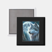 Wolf Icy Moon Galaxy Jagdground Graue Wölfe Fo Magnet (Vorderseite/Rückseite)