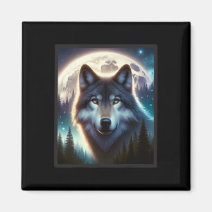 Wolf Icy Moon Galaxy Jagdground Graue Wölfe Fo Magnet