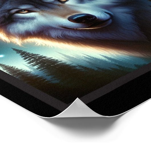 Wolf Icy Moon Galaxy Jagdground Graue Wölfe Fo Poster (Ecke)