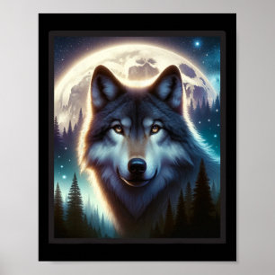 Wolf Icy Moon Galaxy Jagdground Graue Wölfe Fo Poster