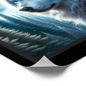 Wolf Icy Moon Galaxy Jagdground Graue Wölfe Fo Poster (Ecke)