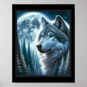 Wolf Icy Moon Galaxy Jagdground Graue Wölfe Fo Poster (Vorne)