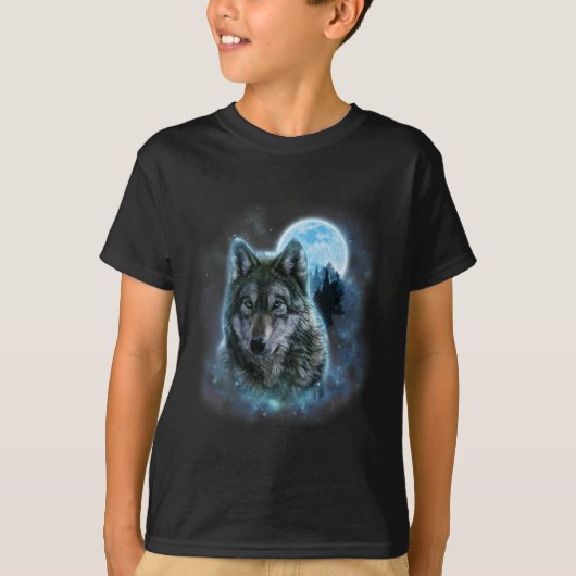 Wolf Icy Moon Galaxy Jagdground Graue Wölfe Fo T-Shirt (Vorderseite)