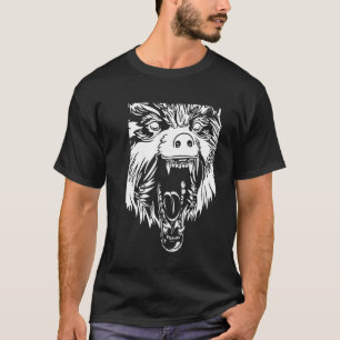 Wolf Illustration Black Art Modern Trendy T-Shirt
