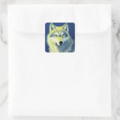 Wolf Illustration Quadratischer Aufkleber (Tasche)