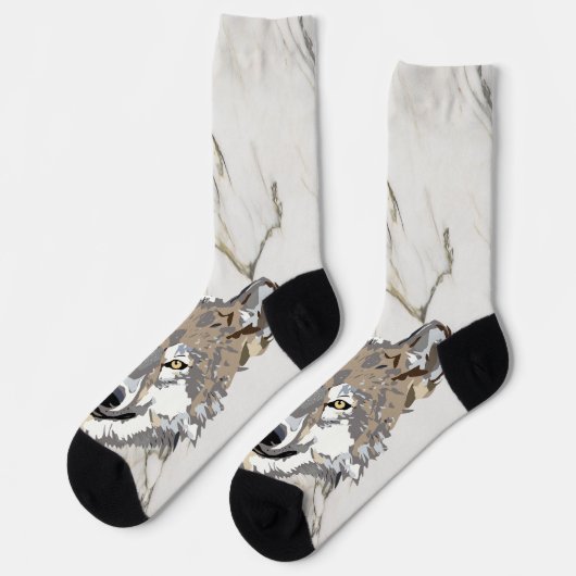 Wolf Illustration Socken (Linkes Detail)