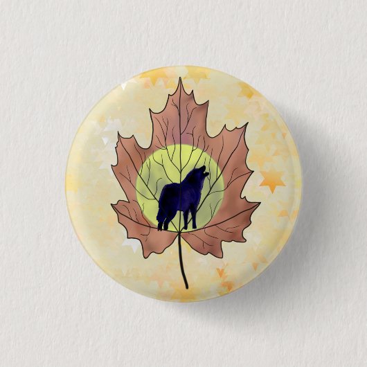 Wolf im Ahornblatt Button (Vorderseite)