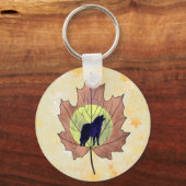 Wolf im Ahornblatt Schlüsselanhänger (Vorderseite)