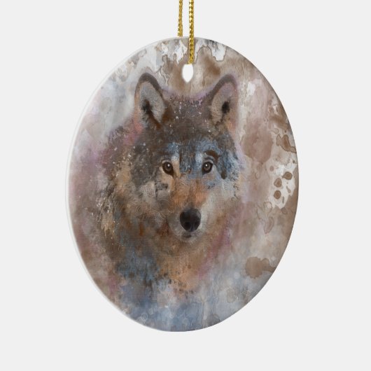 Wolf im Aquarell Keramikornament (Rechts)