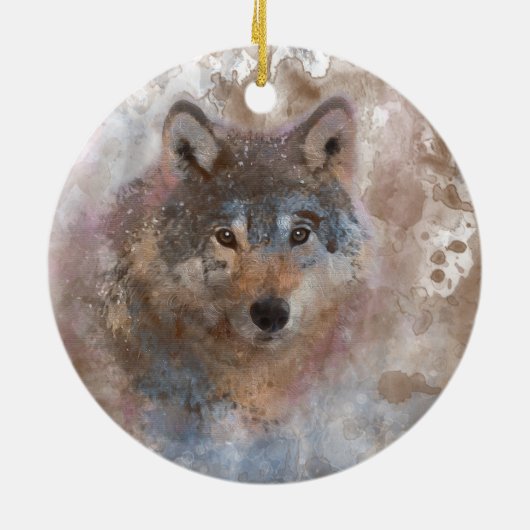 Wolf im Aquarell Keramikornament (Hinten)
