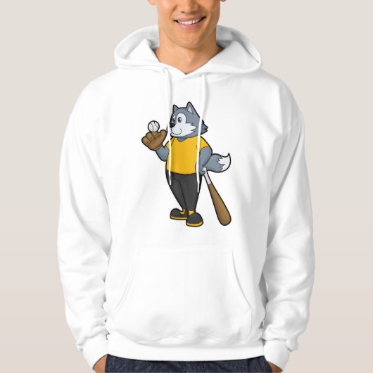 Wolf im Baseball mit Baseballschläger Hoodie (Vorderseite)