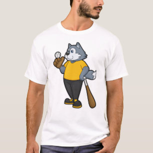 Wolf im Baseball mit Baseballschläger T-Shirt