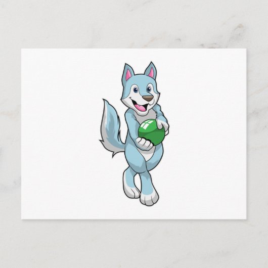 Wolf im Bowling mit Bowlingball Postkarte (Vorderseite)