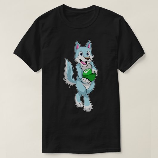 Wolf im Bowling mit Bowlingball T-Shirt (Design vorne)