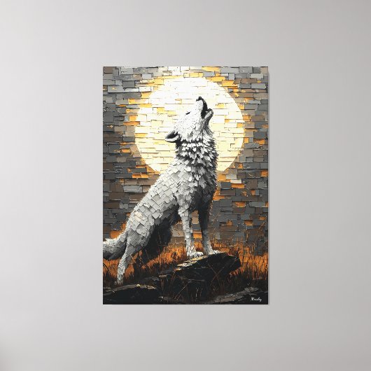 Wolf im dynamischen Impasto-Stil Leinwanddruck (Vorderseite)