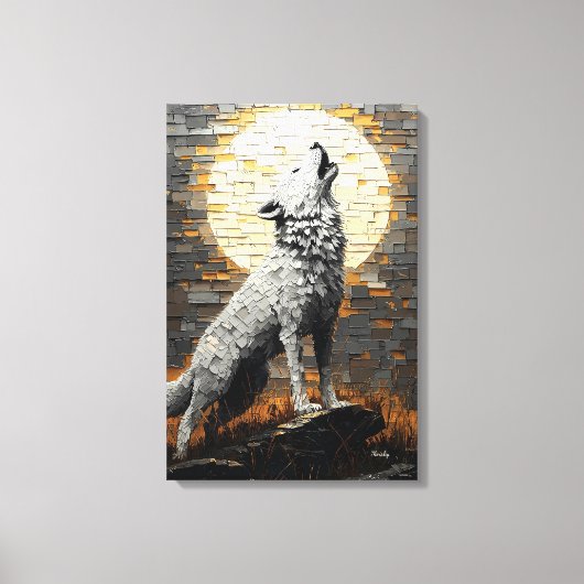 Wolf im dynamischen Impasto-Stil Leinwanddruck (Vorderseite)