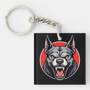 Wolf im fett roten und schwarzen Design Schlüsselanhänger