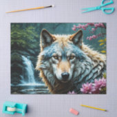 Wolf im Fluss Stehend mit Blume Seidenpapier (Basteln)