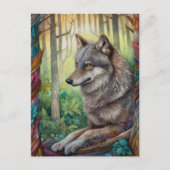 Wolf im Forest Art Postcard Postkarte (Vorderseite)