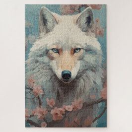 Wolf im Frühjahr Blossom Puzzle