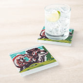 Wolf im Frühling Glasuntersetzer (Schrägansicht)