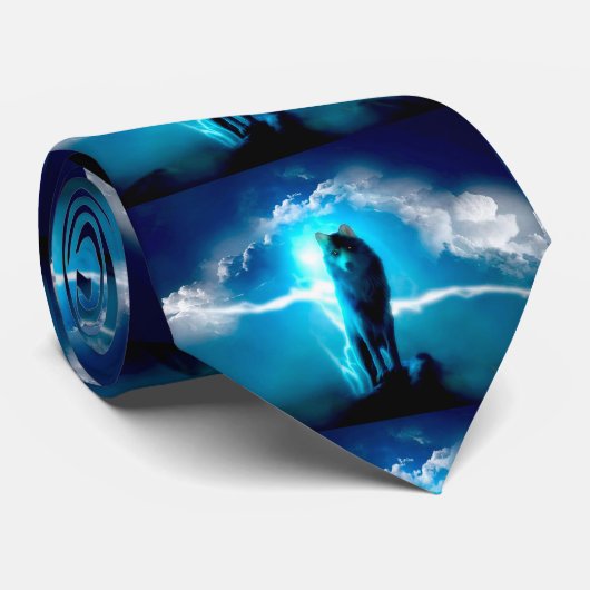 Wolf im Gewitter Krawatte (Gerollt)