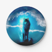 Wolf im Gewitter Pappteller (Vorderseite)