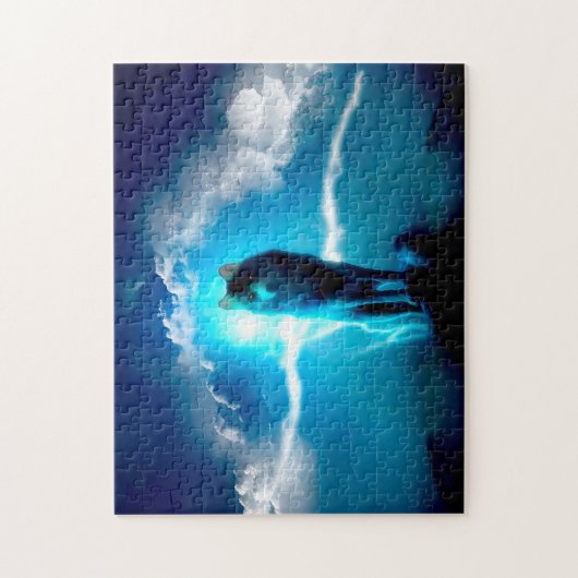 Wolf im Gewitter Puzzle (Vertikal)