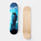 Wolf im Gewitter Skateboard (Vorderseite)