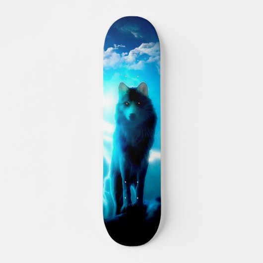 Wolf im Gewitter Skateboard (Vorne)