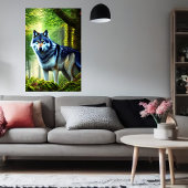 Wolf im grünen Wald | AI Art Poster