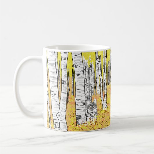 Wolf im Herbstwald Kaffeetasse (Links)